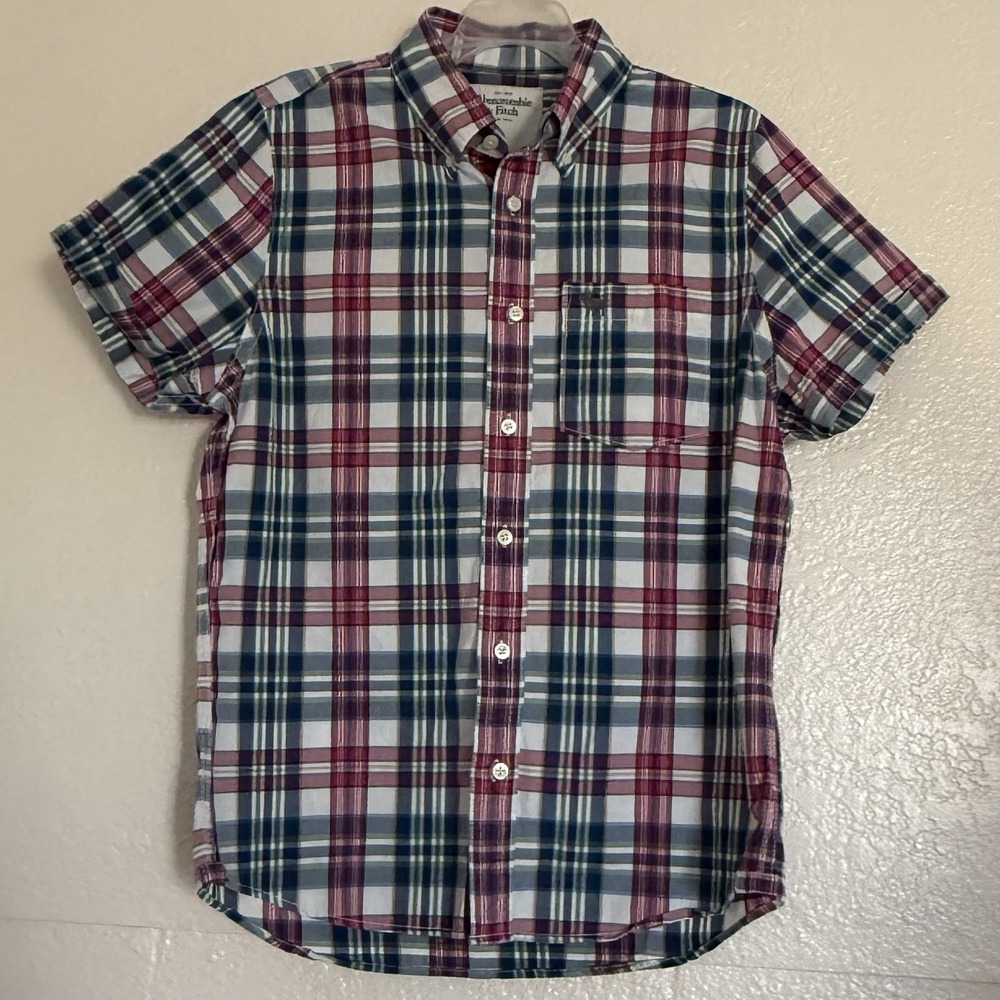 Abercrombie & Fitch Shirt Men's Size L Plaid‎ Button-Down Short Sleeve Career